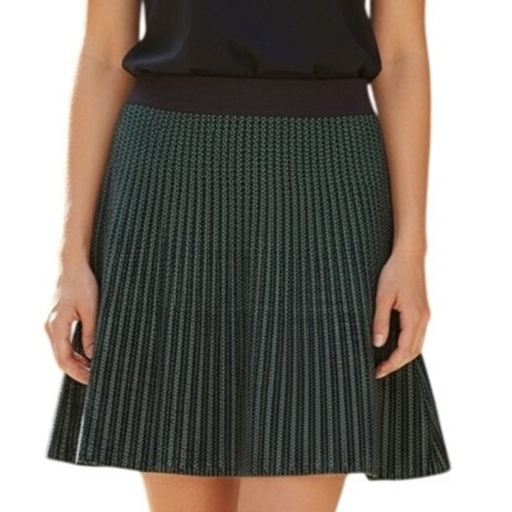 ANN TAYLOR Black and Green Textured Knit Skirt NWT $89 Size XSP